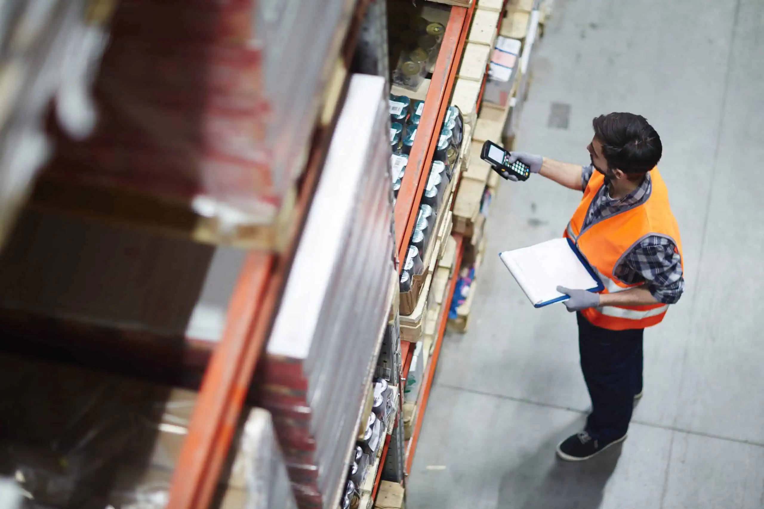 warehouse worker checking inventory